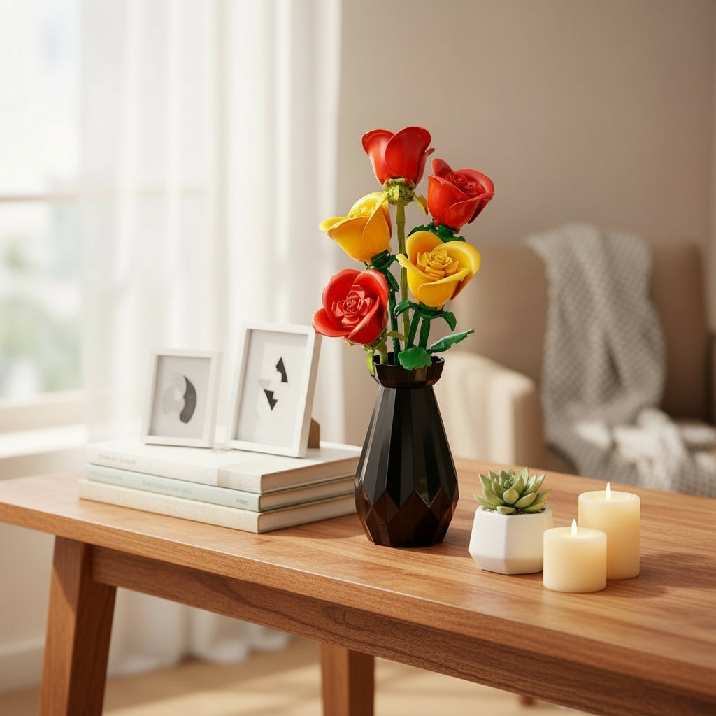 Fleur Petit Bouquet de Rose en Briques ABS