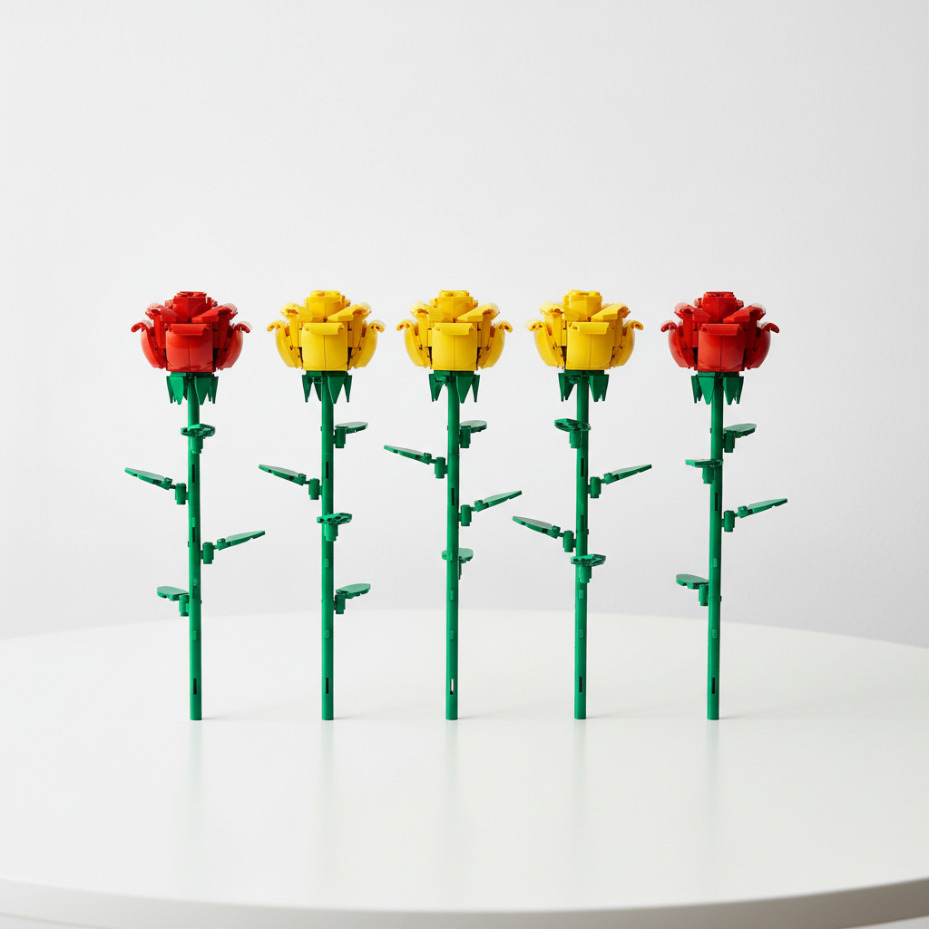 Fleur Petit Bouquet de Rose en Briques ABS